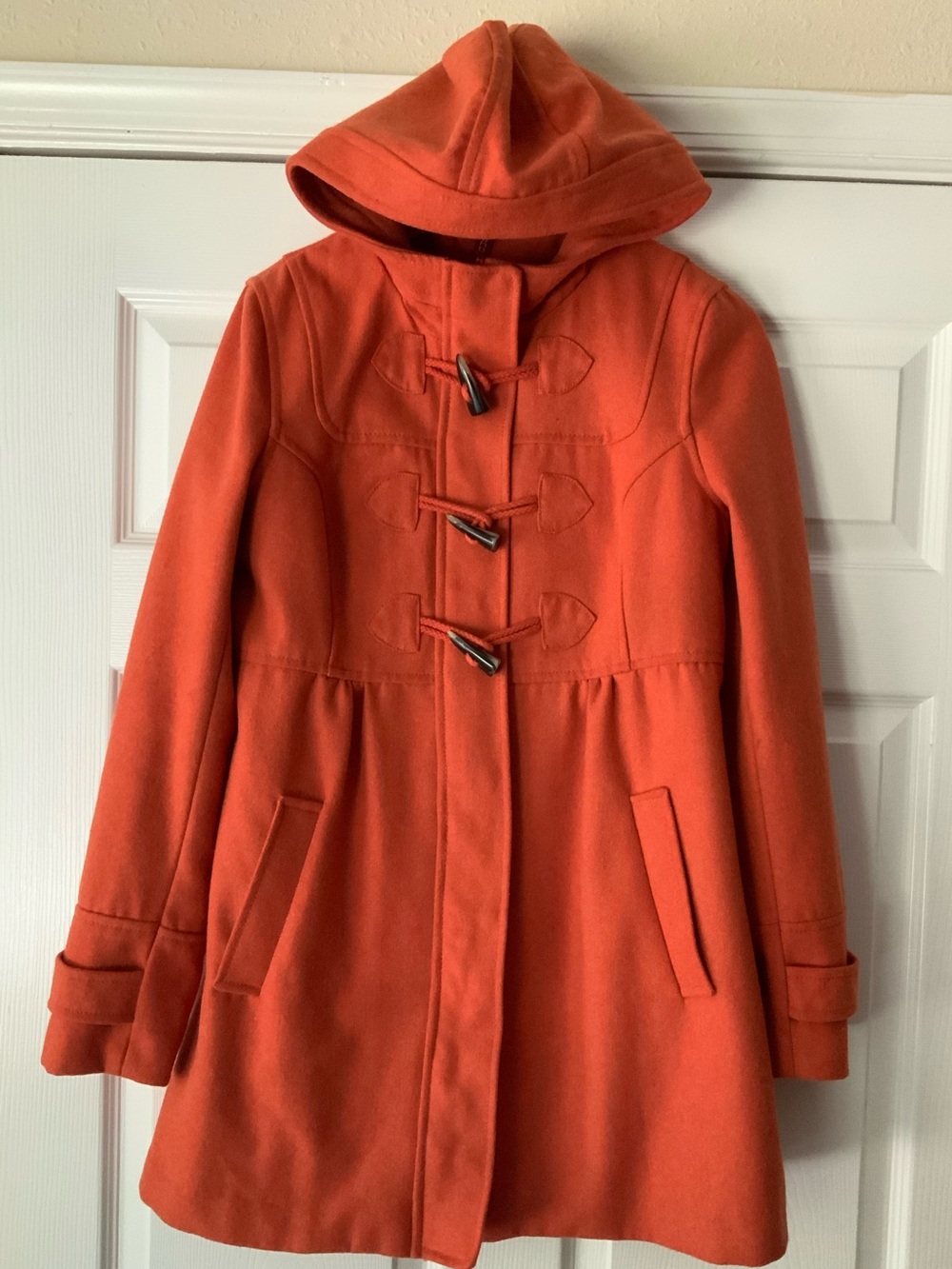 Divided by H & M Womens Hooded Toggle Coat - Orange